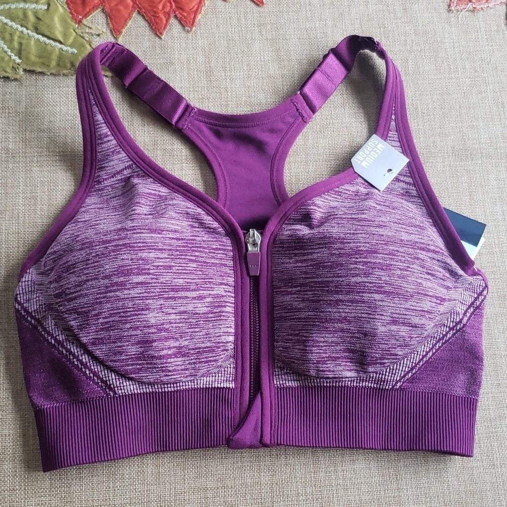 DSG medium support padded purple woman bra with zip S